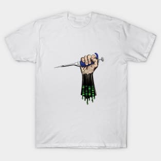 Pipette in Power Fist with Electrophoresis Gel PCR Science Biology T-Shirt